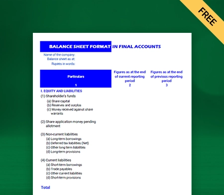 Download Balance Sheet Format in Final Accounts in Excel
