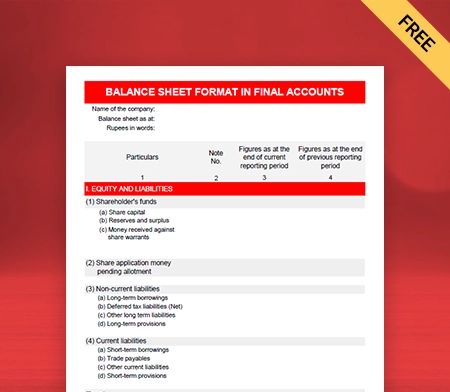 Download Free Balance Sheet Format in Final Accountst in PDF
