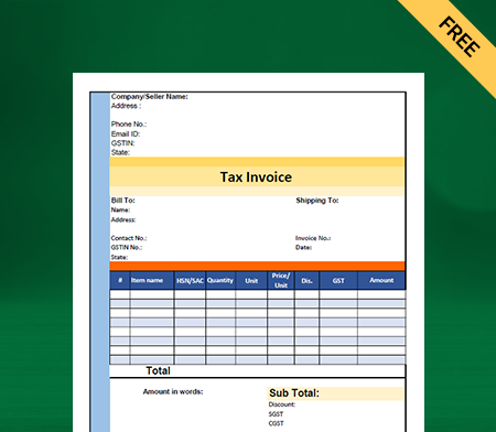 Download Customizable Bhojnalaya Bill Format in Excel