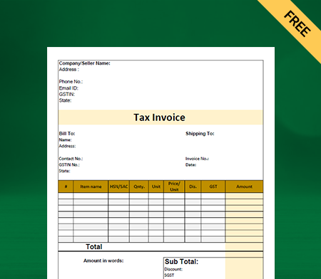 Download Free Bhojnalaya Bill Format in Excel