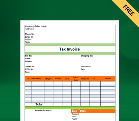 Download Professional Bhojnalaya Bill Format in Excel
