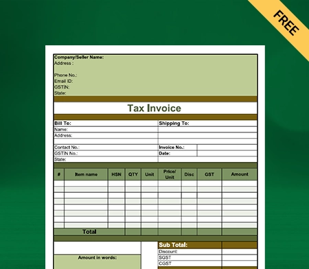 Download Free Customizable Grocery Bill Format in Excel