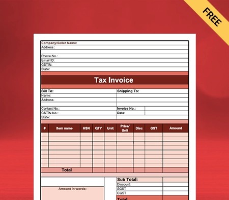 Download Free Grocery Bill Format in PDF