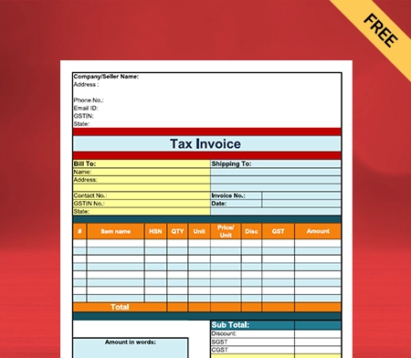 Download Free Professional Grocery Bill Format in PDF