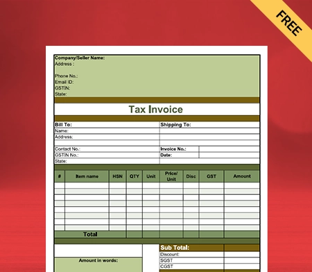 Download Free Customizable Grocery Bill Format in PDF