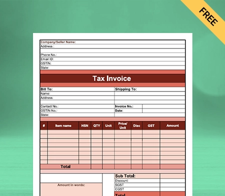 Download Free Grocery Bill Format in Google Sheets