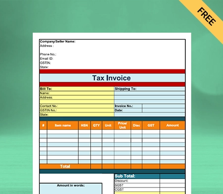 Download Free Professional Grocery Bill Format in Google Sheets