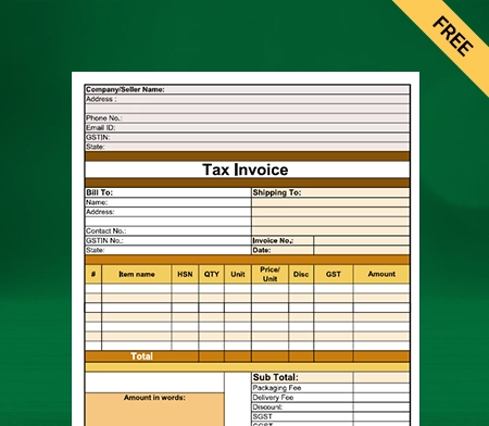 Download Free Vegetable Bill Format in Excel