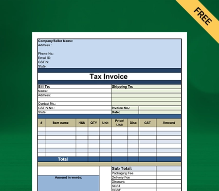 Download Free Customizable Vegetable Bill Format in Excel