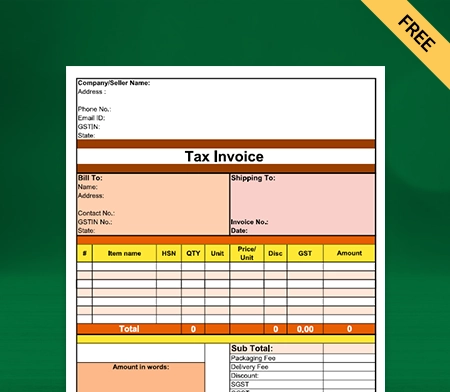 Download Unique Vegetable Bill Format in Excel