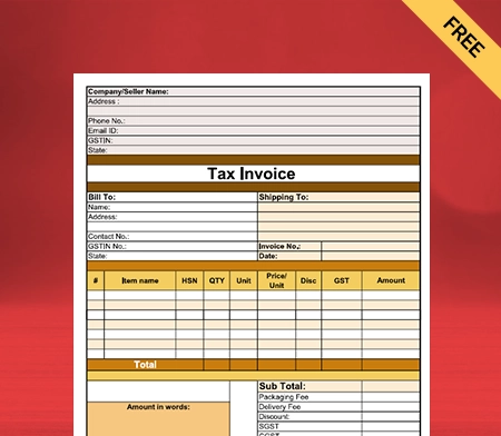 Download Free Vegetable Bill Format in PDF
