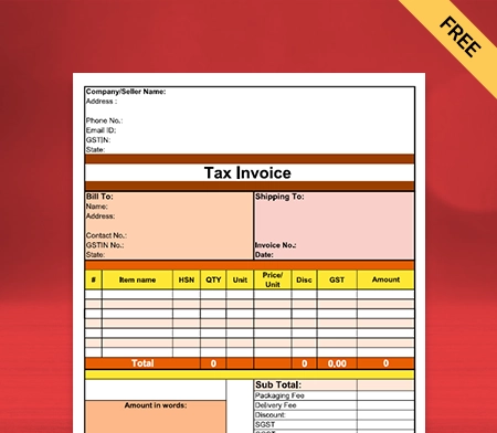 Download Unique Vegetable Bill Format in PDF