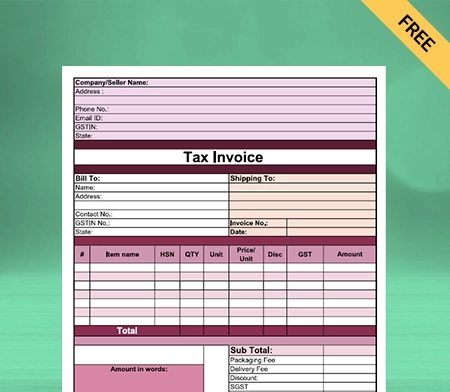 Download Free Professional Vegetable Bill Format in Google Sheets