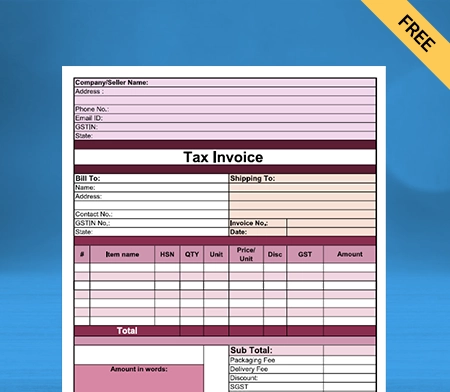 Download Free Professional Vegetable Bill Format in Word