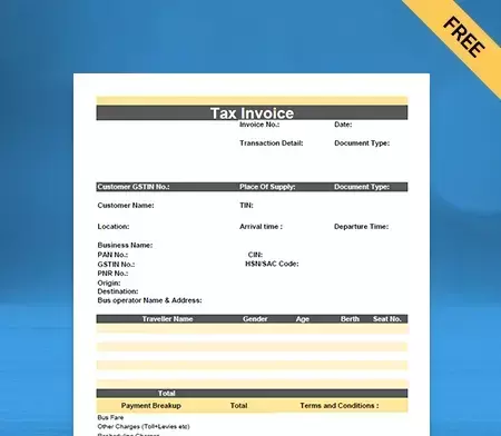 Bus Format Bus Ticket Format Free Download