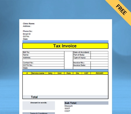 Download Free Customizable Physiotherapy Bill Format In Google Docs