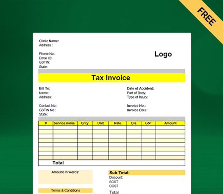 Download Free Professional Physiotherapy Bill Format In Excel