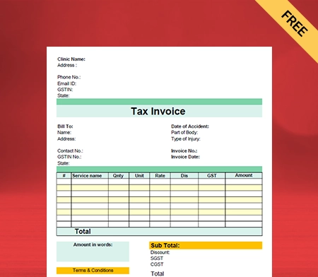 Download Physiotherapy Bill Format In PDF