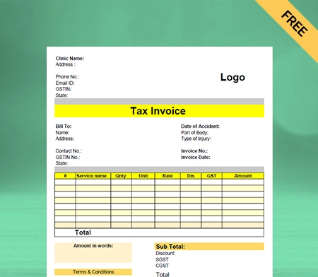 Download Free Professional Physiotherapy Bill Format In Google Sheets