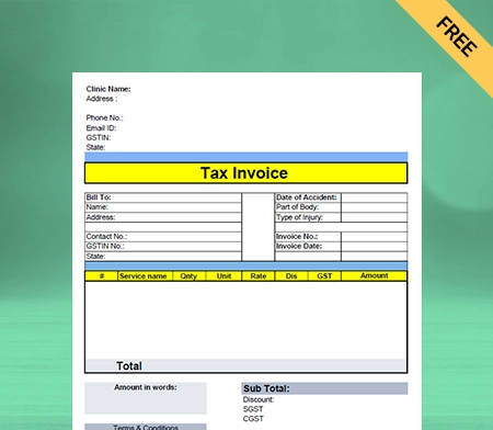 Download Free Customizable Physiotherapy Bill Format In Google Sheets