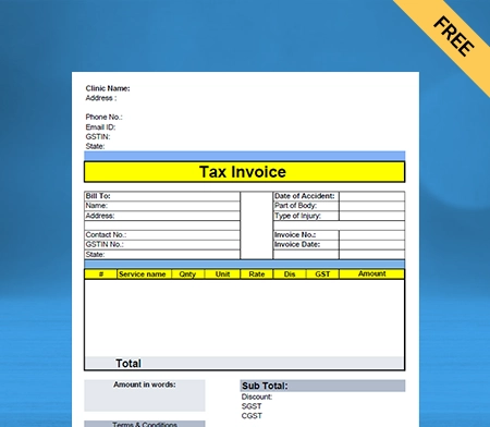 Download Free Customizable Physiotherapy Bill Format In Word