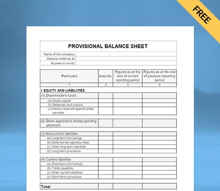 Generate Free GST Provisional Balance Sheet Format