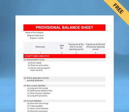 Free GST Professional Provisional Balance Sheet Format