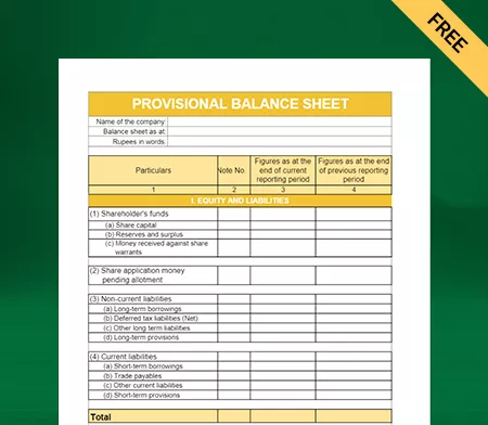 Provisional Balance Sheet Maker App