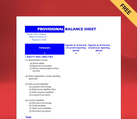 secure your business accounts using the Provisional balance sheet format