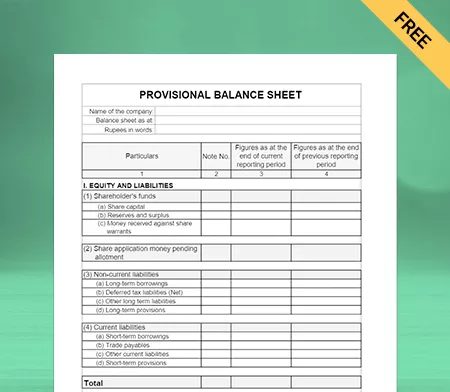Secure your financial stability by using Provisional balance sheet formats