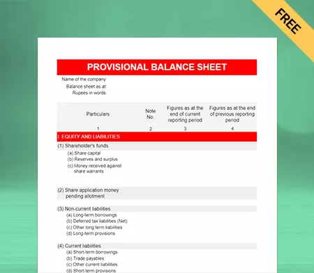 Generate report through Provisional balance sheet format