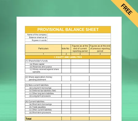 easily track your assets by using Provisional balance sheet format