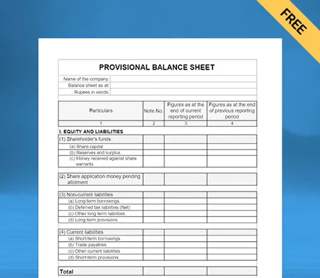 Download Provisional Balance Sheet Format
