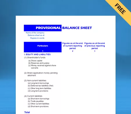 Download Free Provisional Balance Sheet Format Online