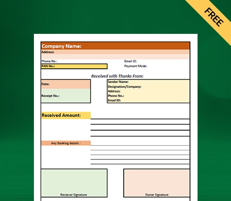 Download Free NGO Donation Receipt Format in Excel