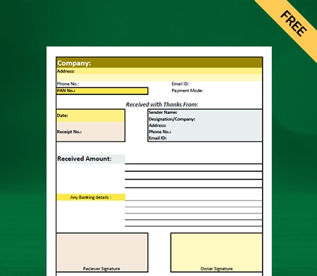 Download Free Professional NGO Donation Receipt Format in Excel