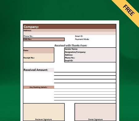 Download Unique NGO Donation Receipt Format in Excel