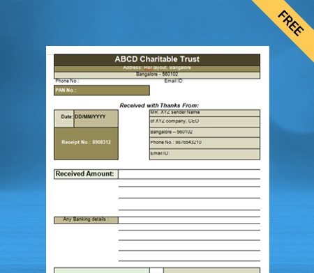 Download New Free Professional Donation Receipt Format in Word