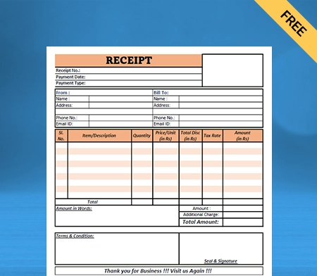 Download Free Professional Receipt Format in Word