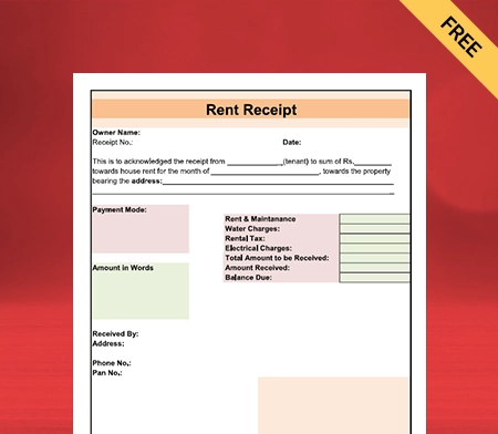 Download Free Rent Receipt Format In PDF