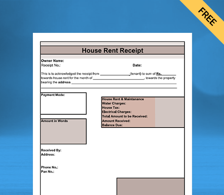 Download Free Customizable House Rent Receipt Format in Word