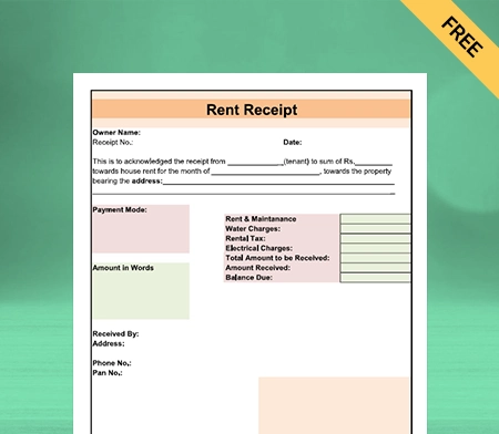 Download Free Rent Receipt Format In Google Sheets