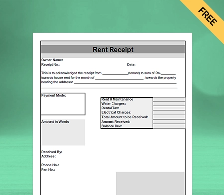 Download Free Professional Rent Receipt Format In Google Sheets