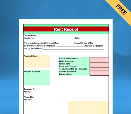 Download Free Customizable Rent Receipt Format In Word