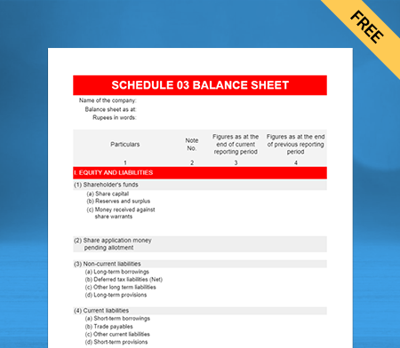 Download Schedule III Balance Sheet Format