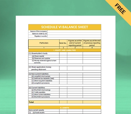 Generate report through Schedule 6 balance sheet format