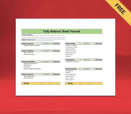Free GST Professional Tally Balance Sheet Format