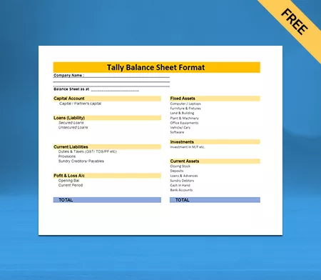 Create Professional Tally Balance Sheet Format Online