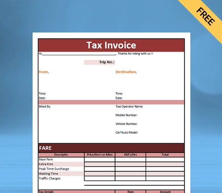 Download Free Professional Taxi Bill Format In Google Docs