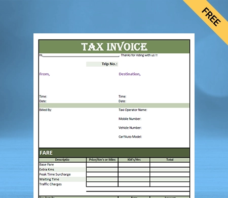 Download Free Customizable Taxi Bill Format In Google Docs